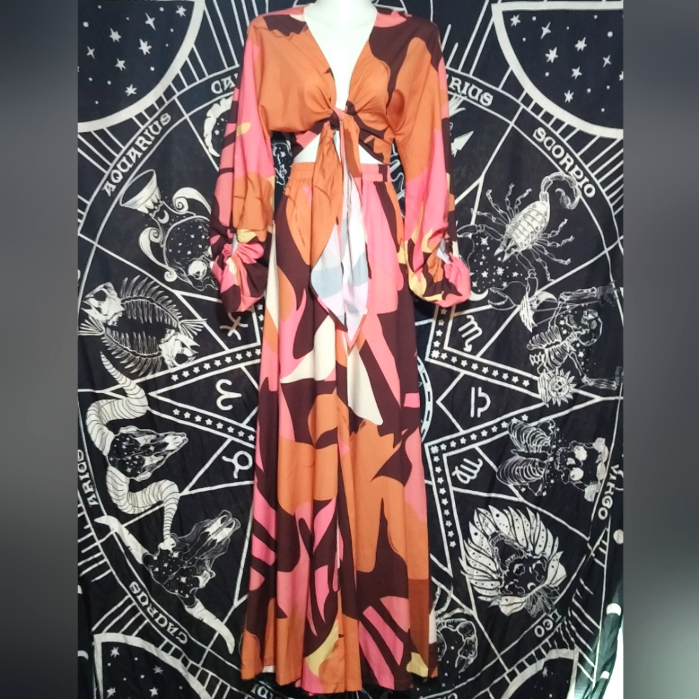 Womens 2 piece Wide Leg pants Crop Top set S: SMALL *Preowned*